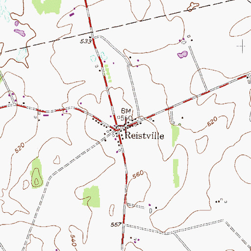 Topographic Map of Reistville, PA