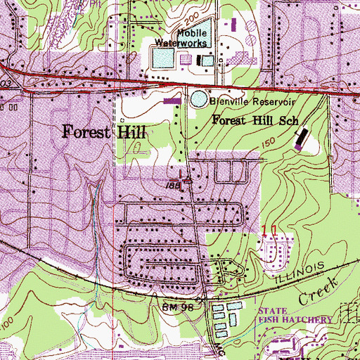 Topographic Map of Forest Hill, AL