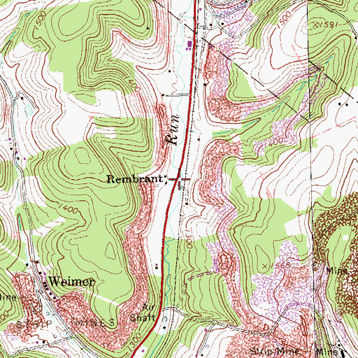 Topographic Map of Rembrant, PA