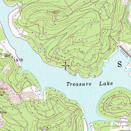 Topographic Map of Treasure Lake, PA