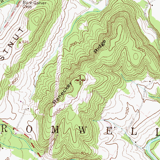 Topographic Map of Renecker Ridge, PA