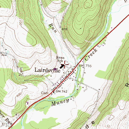Topographic Map of Renn School, PA