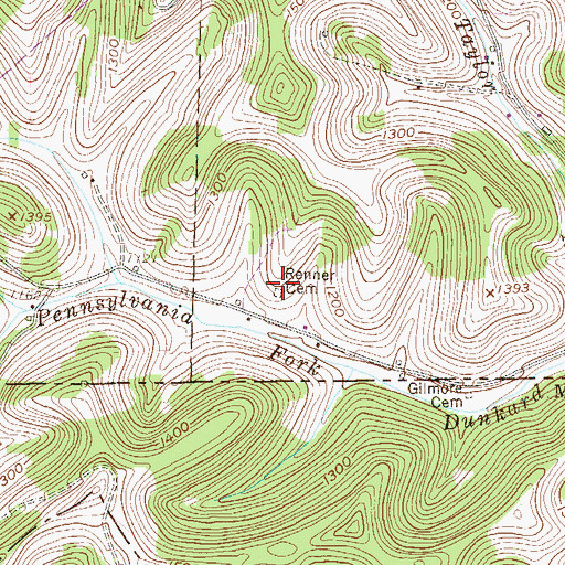 Topographic Map of Renner Cemetery, PA