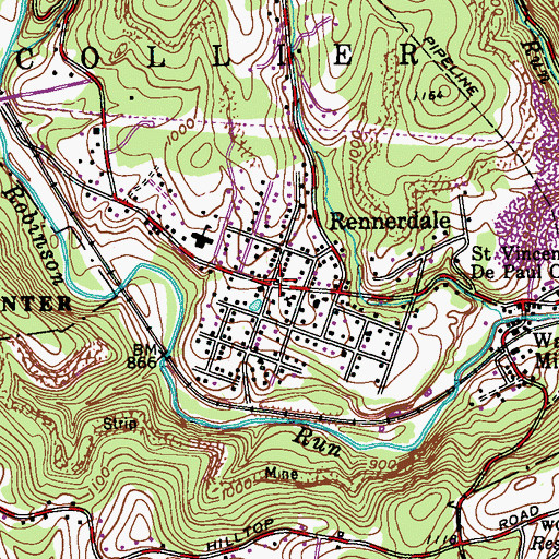 Topographic Map of Rennerdale, PA