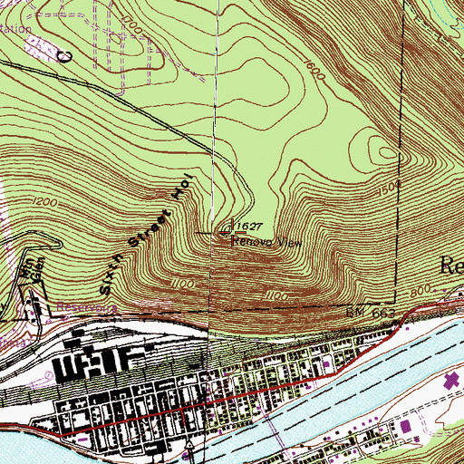 Topographic Map of Renovo View, PA