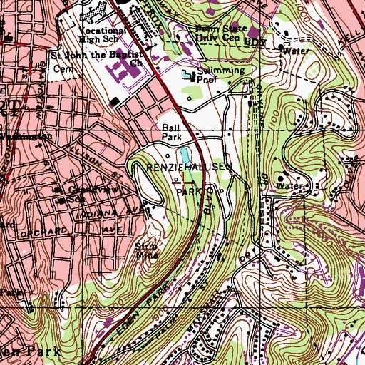 Topographic Map of Renziehalusen Park, PA