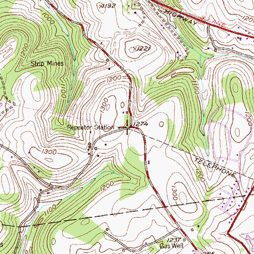 Topographic Map of Repeater Station, PA
