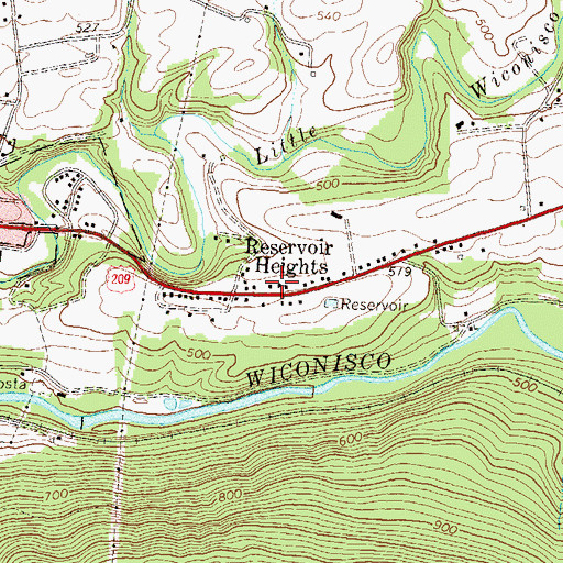 Topographic Map of Reservoir Heights, PA