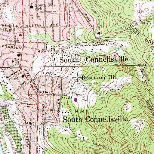 Topographic Map of Reservoir Hill, PA