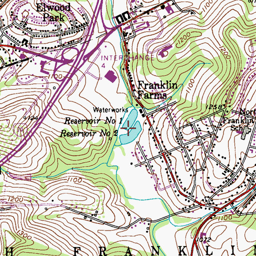 Topographic Map of Number One Reservoir, PA