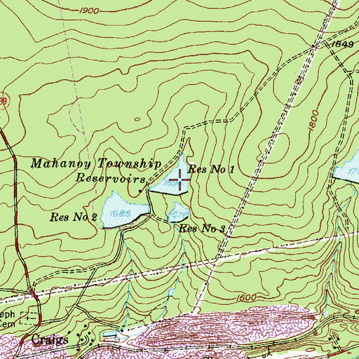 Topographic Map of Number One Reservoir, PA