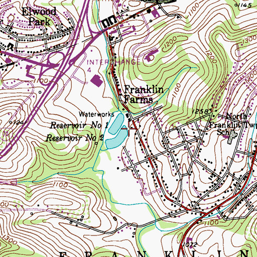 Topographic Map of Number Two Reservoir, PA