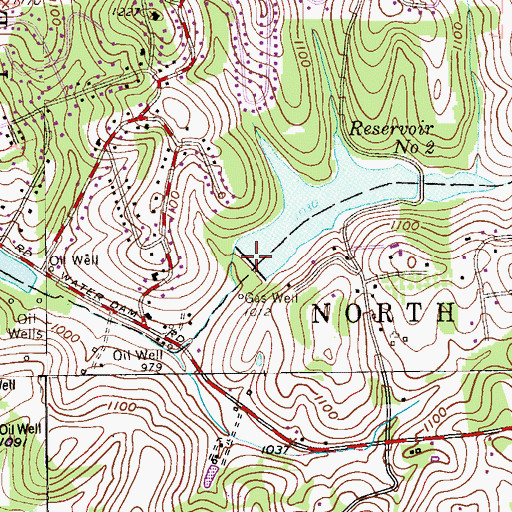 Topographic Map of Number Two Reservoir, PA