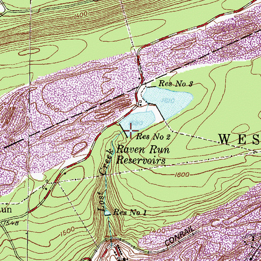 Topographic Map of Number Two Reservoir, PA