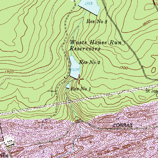 Topographic Map of Number Two Reservoir, PA