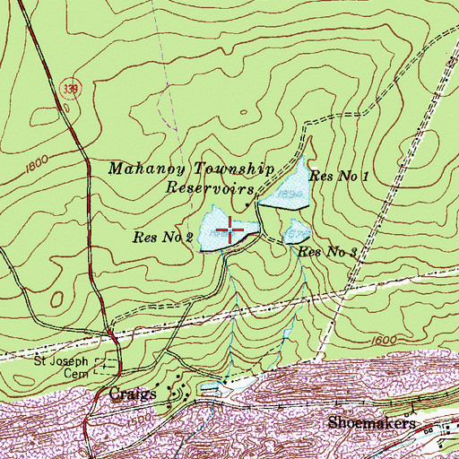 Topographic Map of Number Two Reservoir, PA