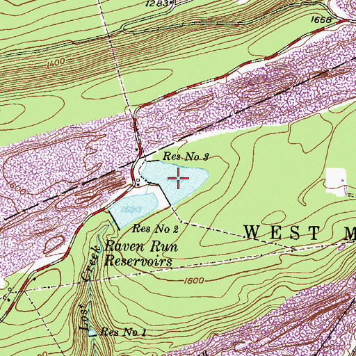 Topographic Map of Number Three Reservoir, PA