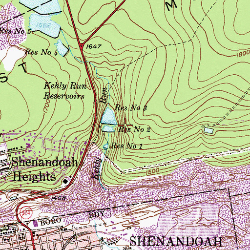 Topographic Map of Number Three Reservoir, PA