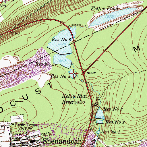 Topographic Map of Number Four Reservoir, PA