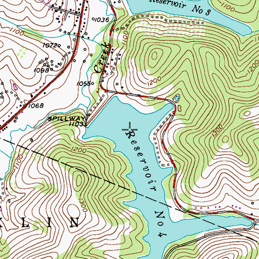 Topographic Map of Reservoir Number Four, PA