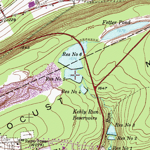 Topographic Map of Number Five Reservoir, PA