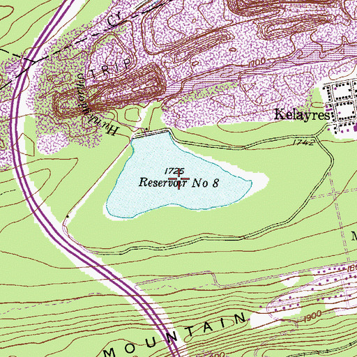 Topographic Map of Number Eight Reservoir, PA