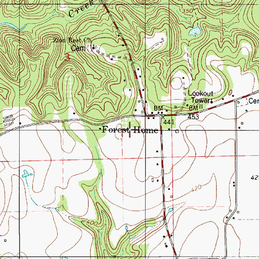 Topographic Map of Forest Home, AL