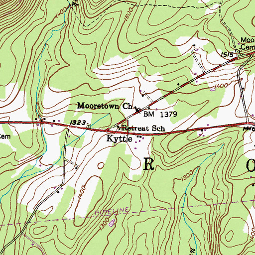 Topographic Map of Retreat School, PA