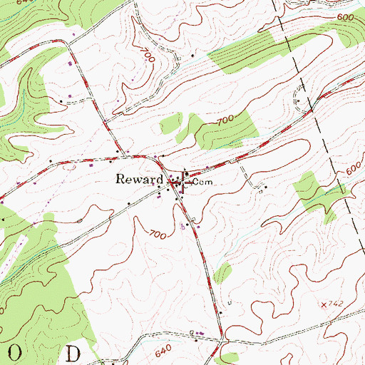 Topographic Map of Reward, PA