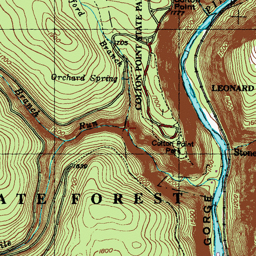 Topographic Map of Rexford Branch, PA