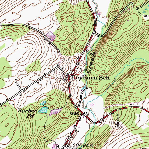 Topographic Map of Reyburn School, PA