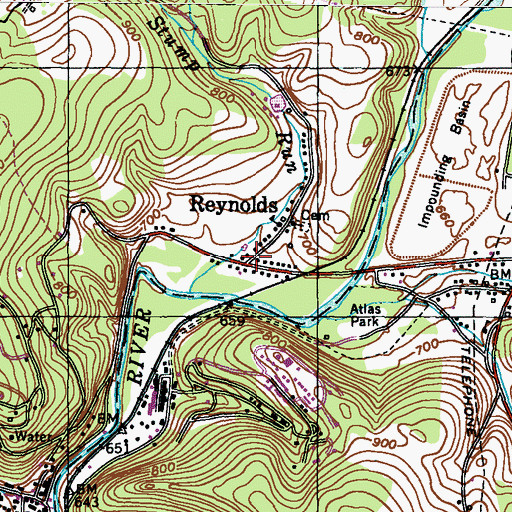 Topographic Map of Reynolds, PA