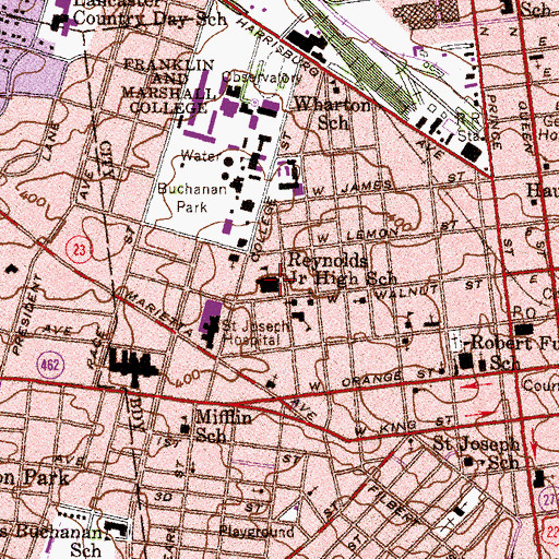 Topographic Map of Reynolds Junior High School, PA
