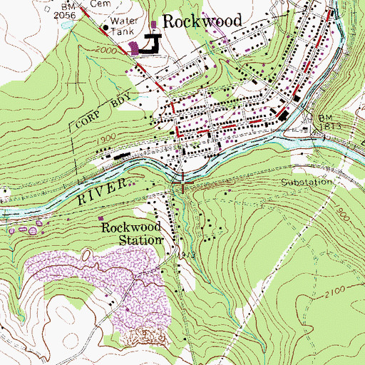 Topographic Map of Rhoades Creek, PA
