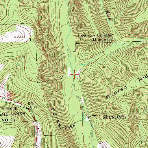 Topographic Map of Rhodes Run, PA