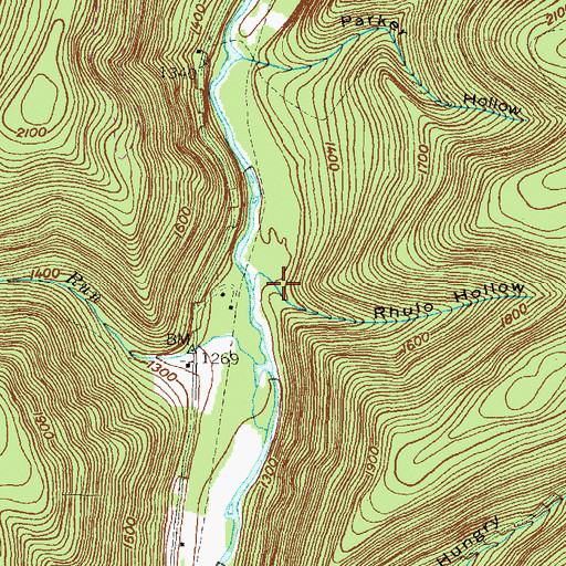 Topographic Map of Rhulo Hollow, PA