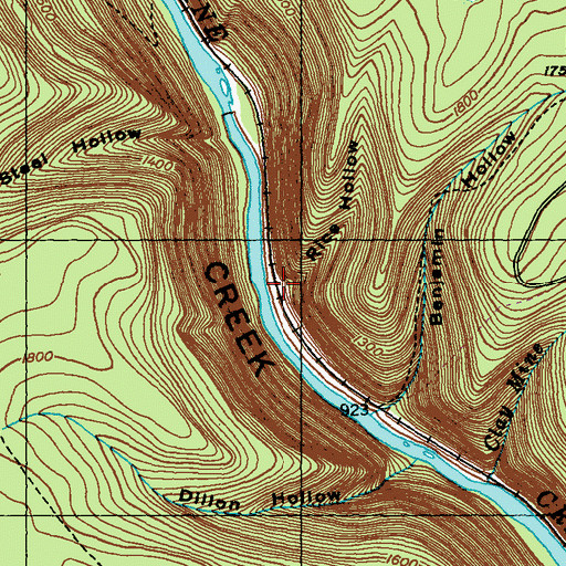Topographic Map of Rice Hollow, PA