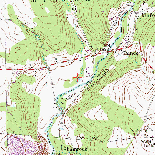 Topographic Map of Rice Run, PA