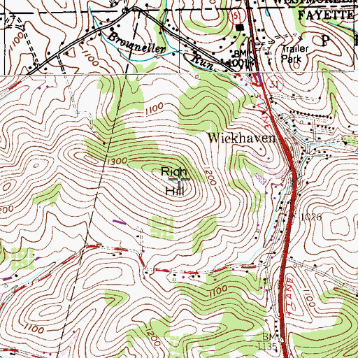 Topographic Map of Rich Hill, PA