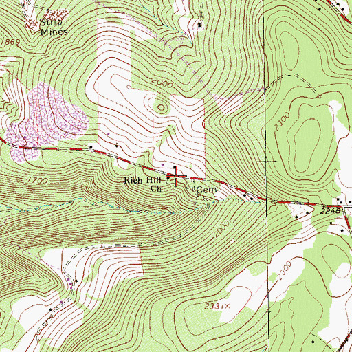 Topographic Map of Rich Hill Church, PA