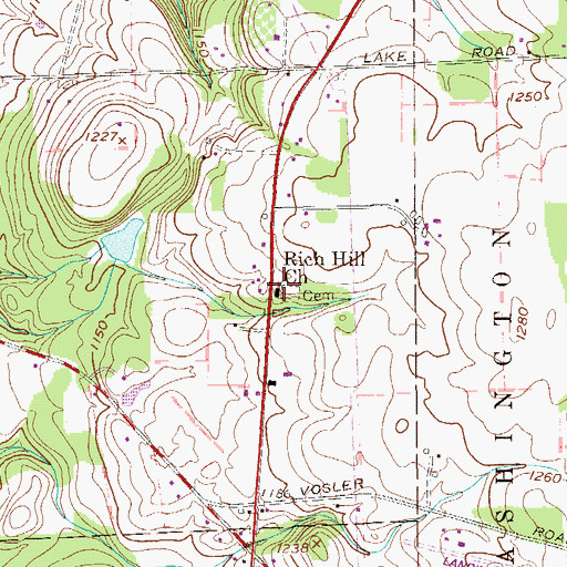 Topographic Map of Rich Hill Church, PA