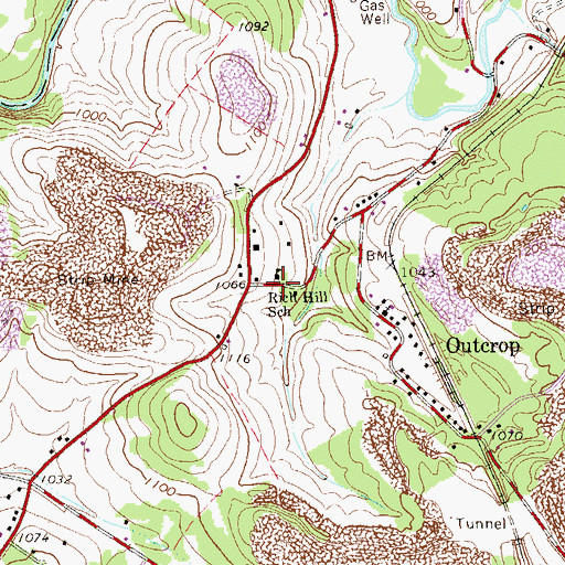 Topographic Map of Rich Hill School, PA