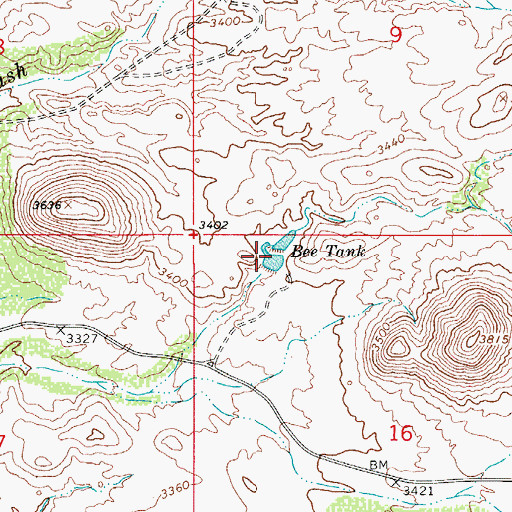 Topographic Map of Bee Tank, AZ