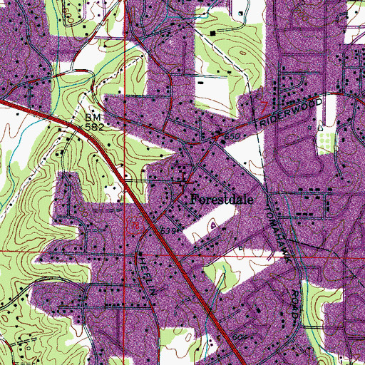 Topographic Map of Forestdale, AL