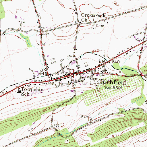 Topographic Map of Richfield, PA