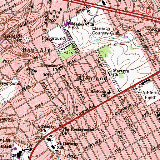 Topographic Map of Richland, PA