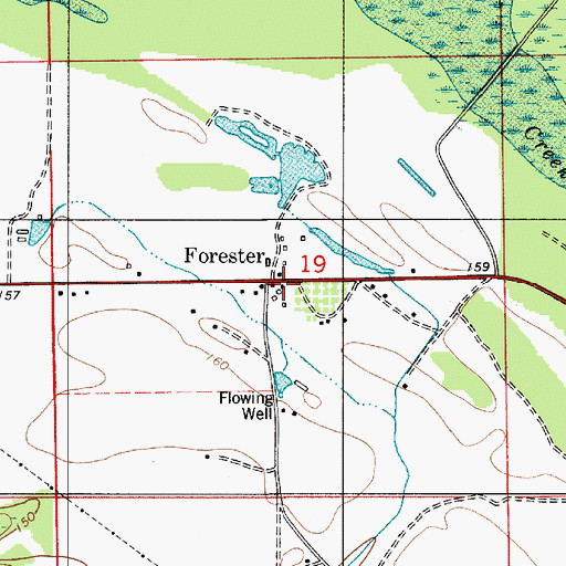 Topographic Map of Forester, AL