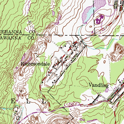 Topographic Map of Richmondale, PA