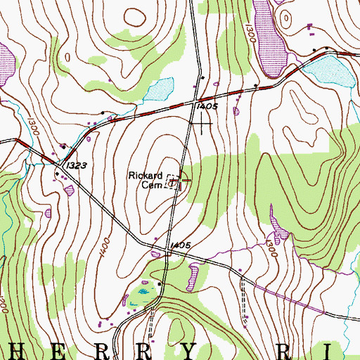 Topographic Map of Darling Cemetery, PA