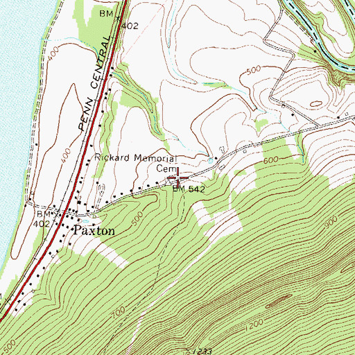 Topographic Map of Rickard Memorial Cemetery, PA